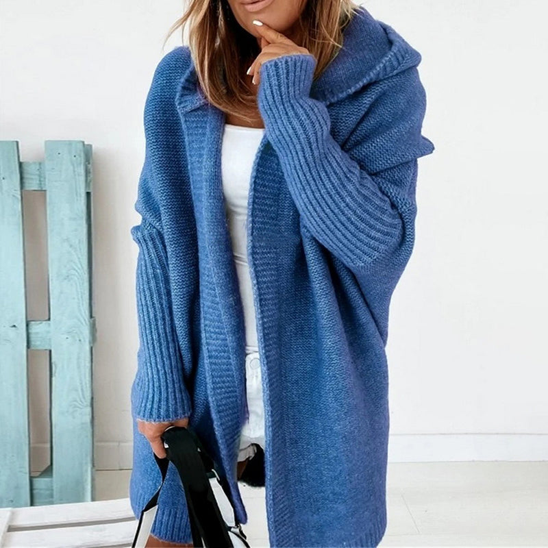 GR | Langarm Offene Strickjacke mit Kapuze