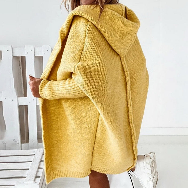 GR | Langarm Offene Strickjacke mit Kapuze