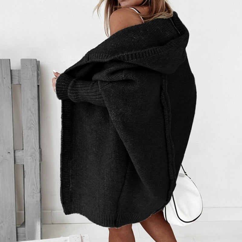 GR | Langarm Offene Strickjacke mit Kapuze