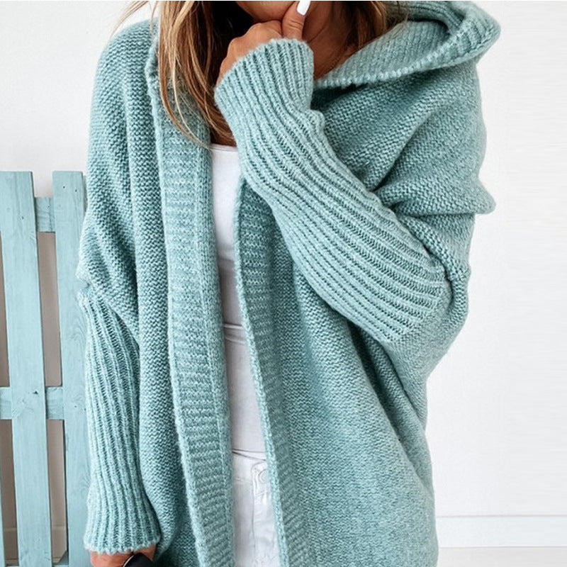 GR | Langarm Offene Strickjacke mit Kapuze