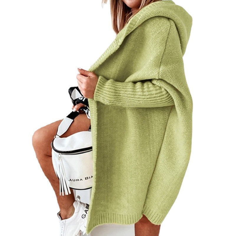 GR | Langarm Offene Strickjacke mit Kapuze