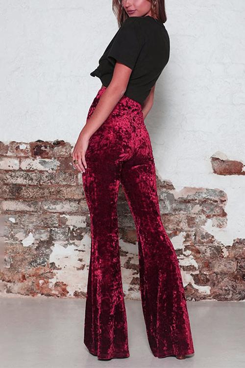 GR | Rosiedress Elastic Waistband Bell Bottoms Velvet Pants
