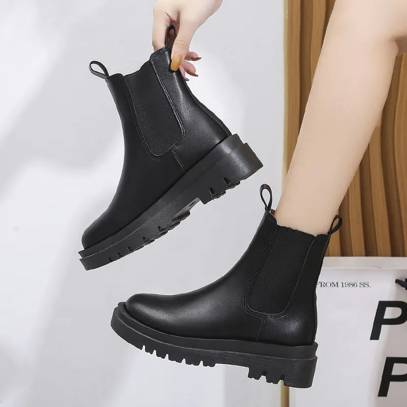 Retro boots with thick square heels