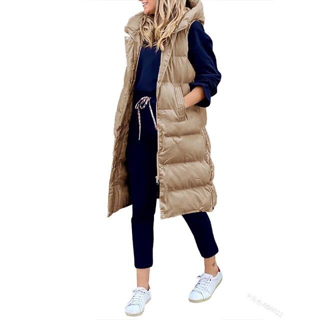 GR | Sleeveless hooded vest for women