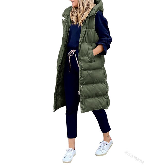 GR | Sleeveless hooded vest for women