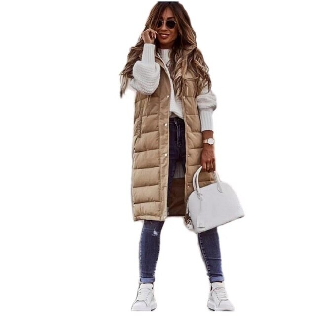 GR | Sleeveless hooded vest for women