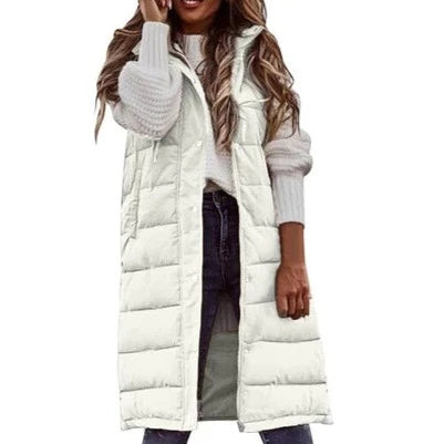 GR Hooded Long Vest Casual Fashion Single-Breasted Jacket
