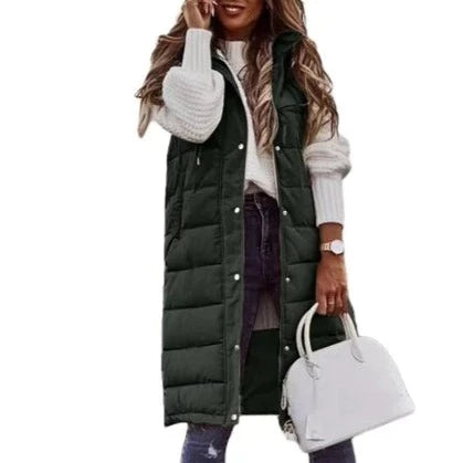 GR Hooded Long Vest Casual Fashion Single-Breasted Jacket