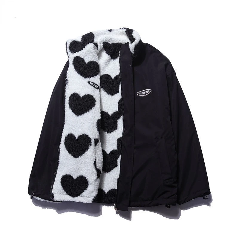 GR | Reversible heart fleece jacket