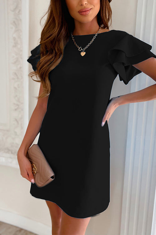 GR | Rosiedress Solid Heap Ärmel Gemütliches Mini Kleid