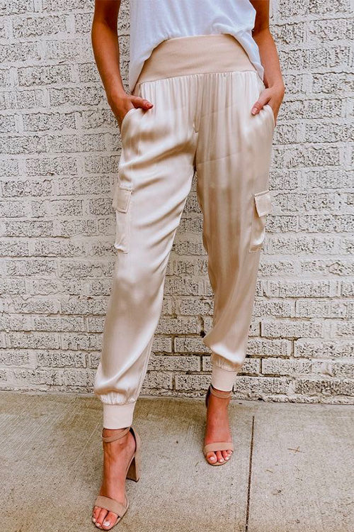 GR | Rosiedress Fashion Style High Waist Satin Trousers with Pockets