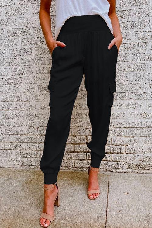 GR | Rosiedress Fashion Style High Waist Satin Trousers with Pockets