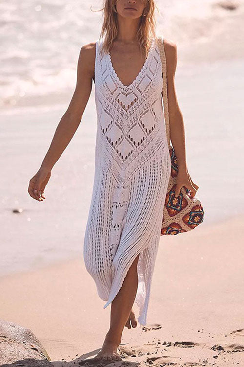 GR | Rosiedress Sleeveless Hollow-Out Side Slit Cover-Up Dress