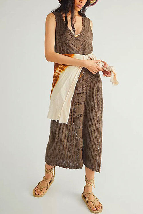 GR | Rosiedress Sleeveless Hollow-Out Side Slit Cover-Up Dress