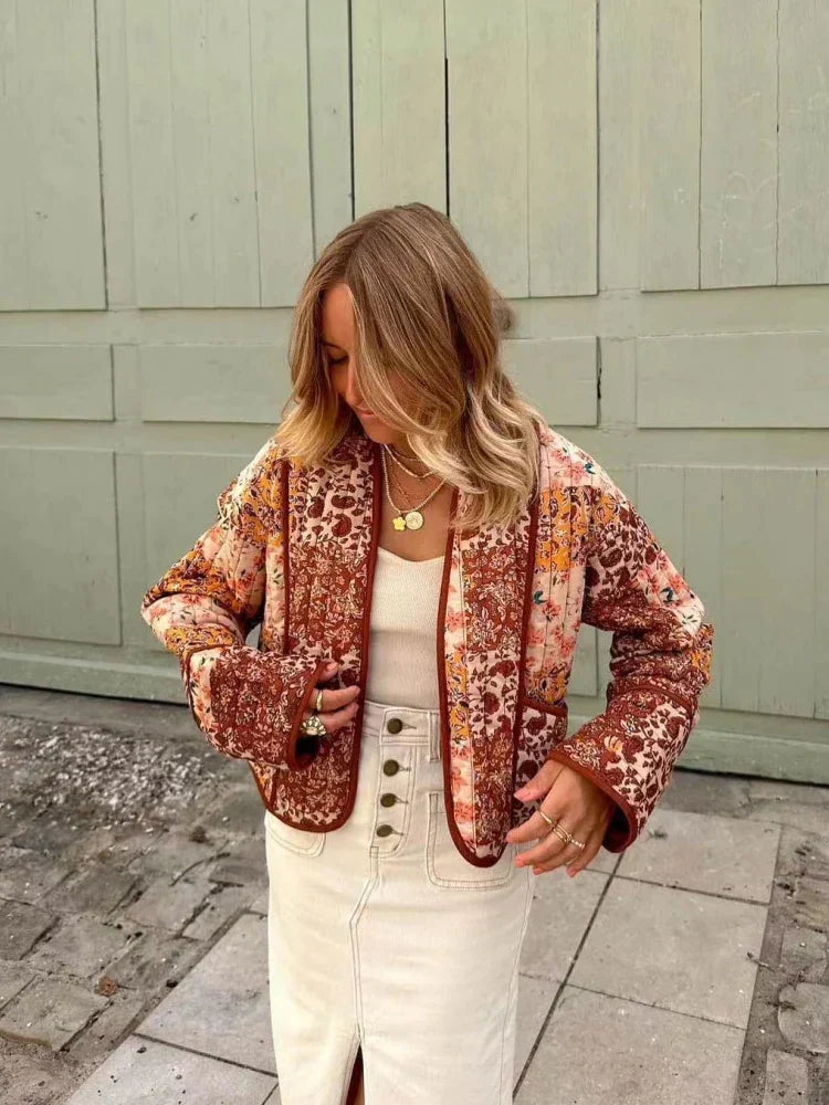 GR - Colorful quilted jacket with floral pattern