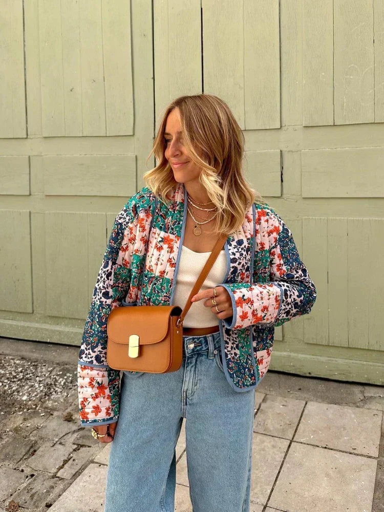 GR - Colorful quilted jacket with floral pattern