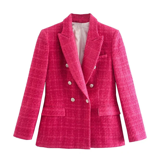 GR - Women's Double-Breasted Casual Blazer with Long Sleeves