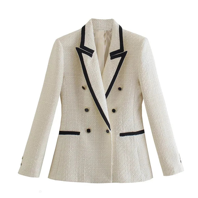 GR - Women's Double-Breasted Casual Blazer with Long Sleeves