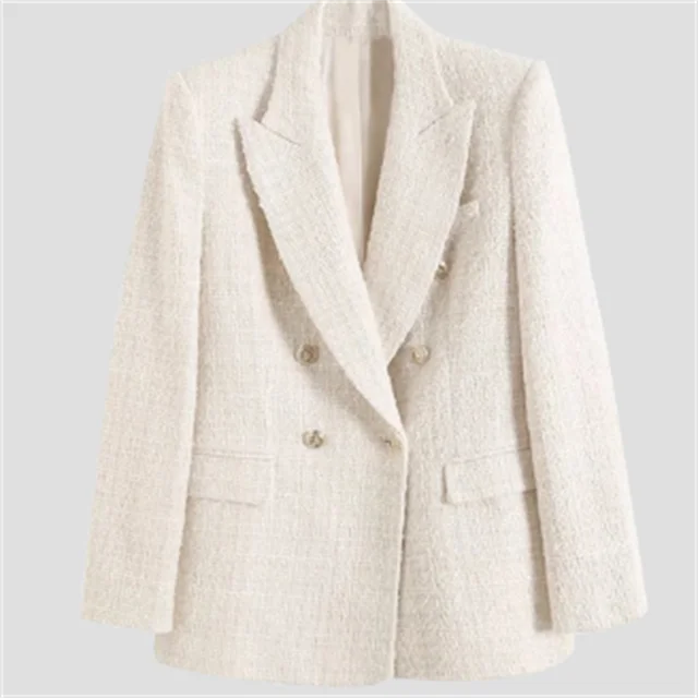 Double-breasted casual blazer with long sleeves