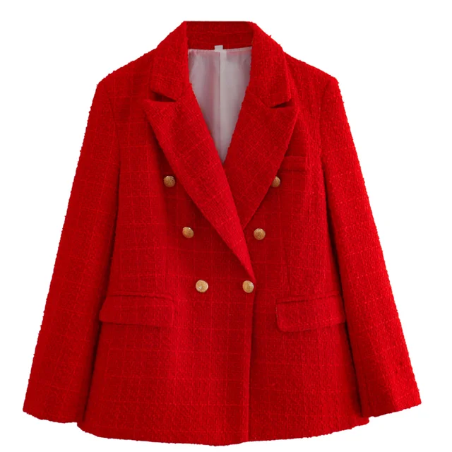 GR - Women's Double-Breasted Casual Blazer with Long Sleeves