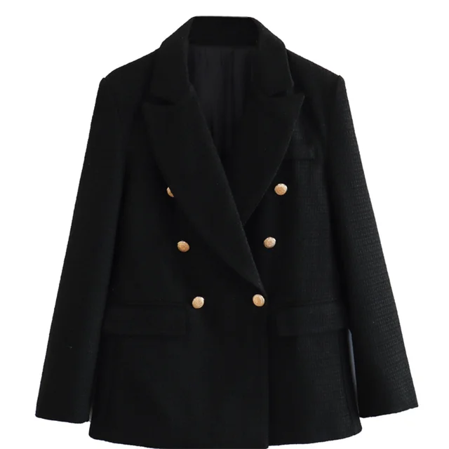 GR - Women's Double-Breasted Casual Blazer with Long Sleeves