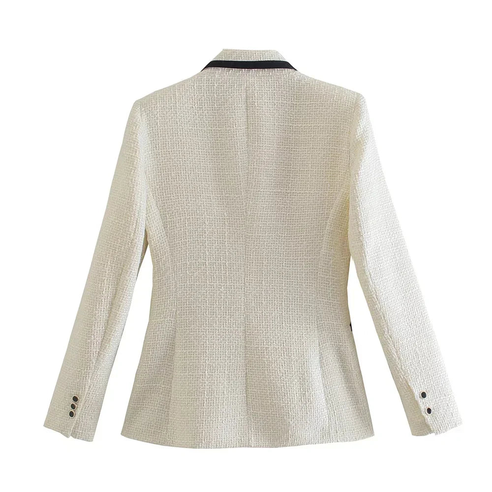 GR - Women's Double-Breasted Casual Blazer with Long Sleeves