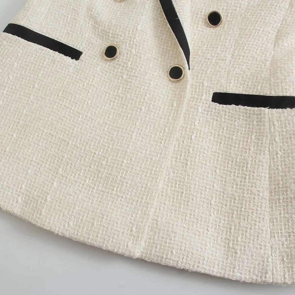 GR - Women's Double-Breasted Casual Blazer with Long Sleeves