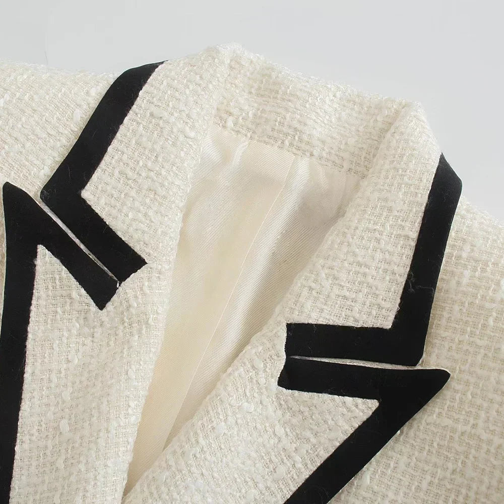 GR - Women's Double-Breasted Casual Blazer with Long Sleeves