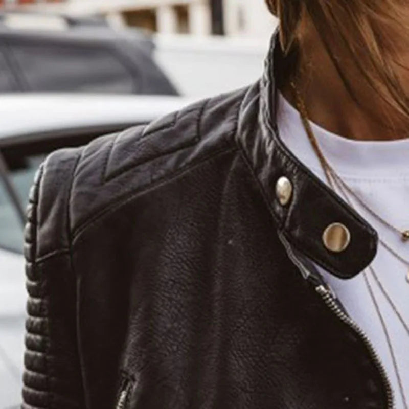 Large Black Leather Biker Jacket for Women | Perfect for Everyday Use