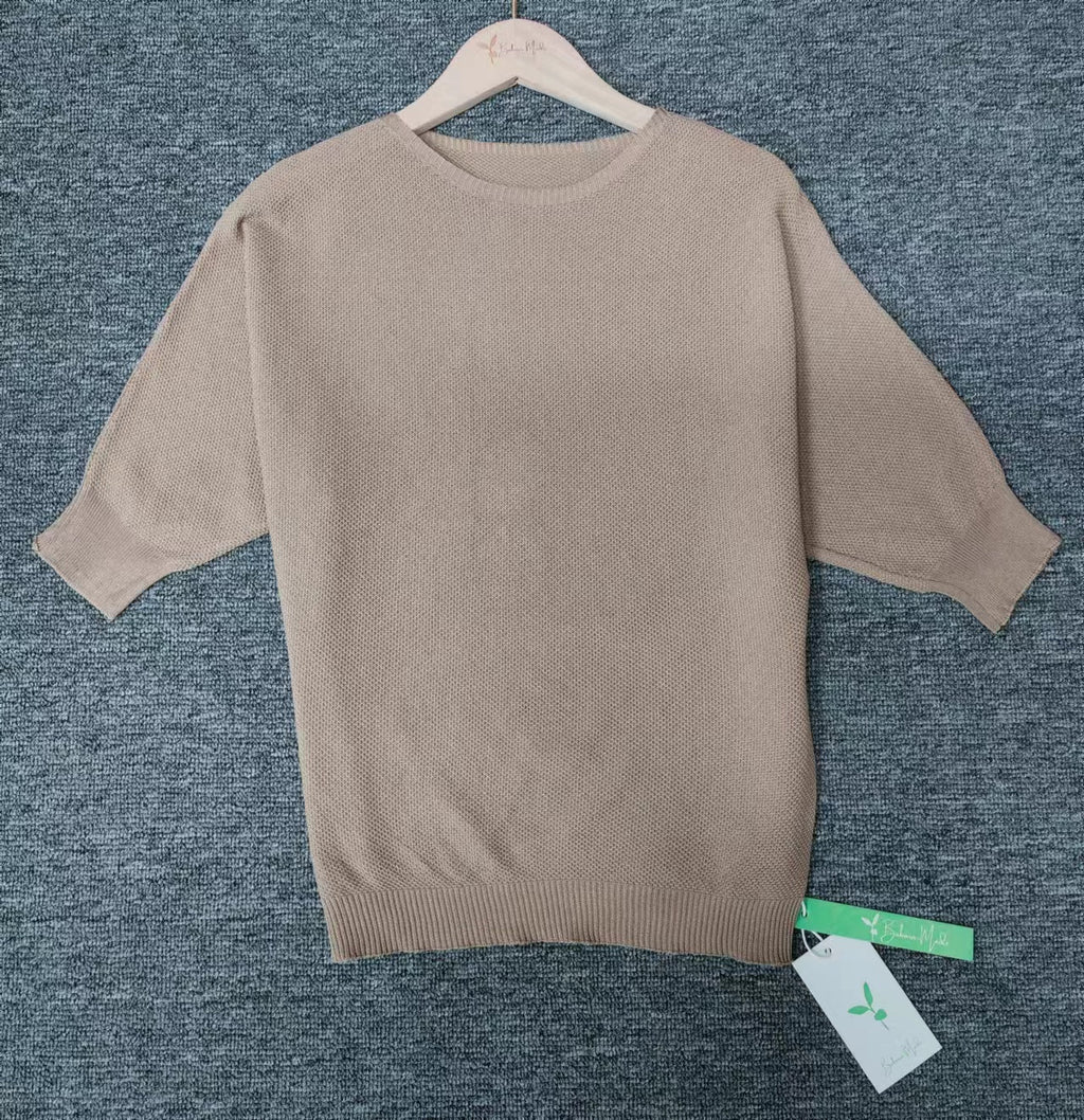 GR - Gold-colored solid-color crew neck sweater