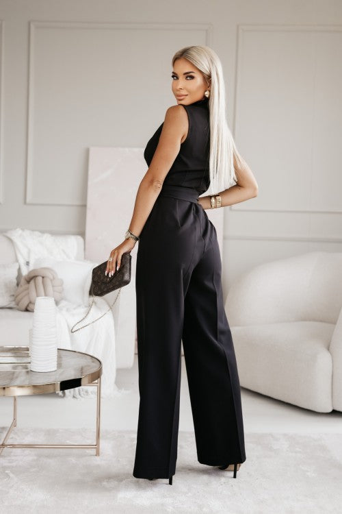 GR | Sleeveless flared jumpsuit with V-neck