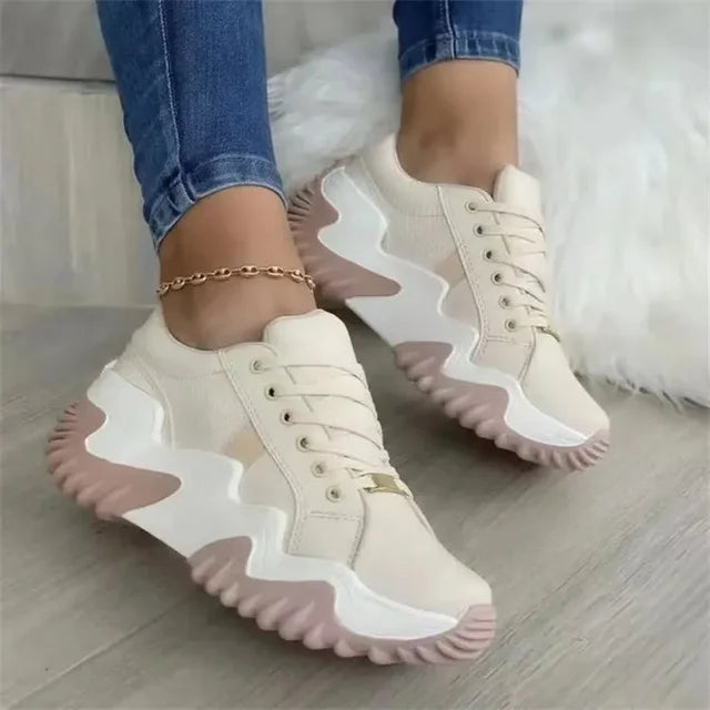 GR - Women's breathable vulcanized platform sneakers with thick sole 