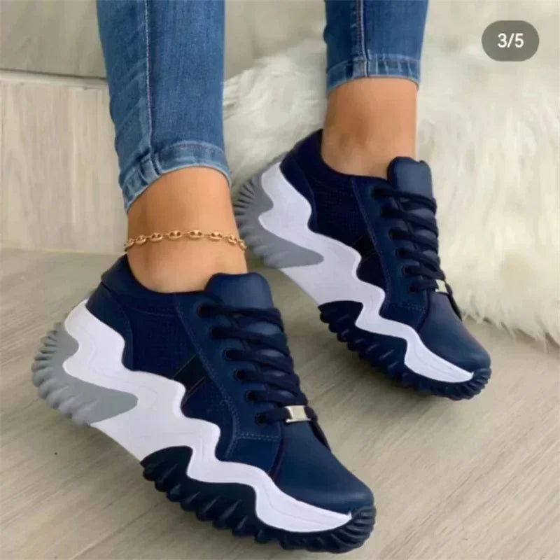 GR - Women's breathable vulcanized platform sneakers with thick sole 