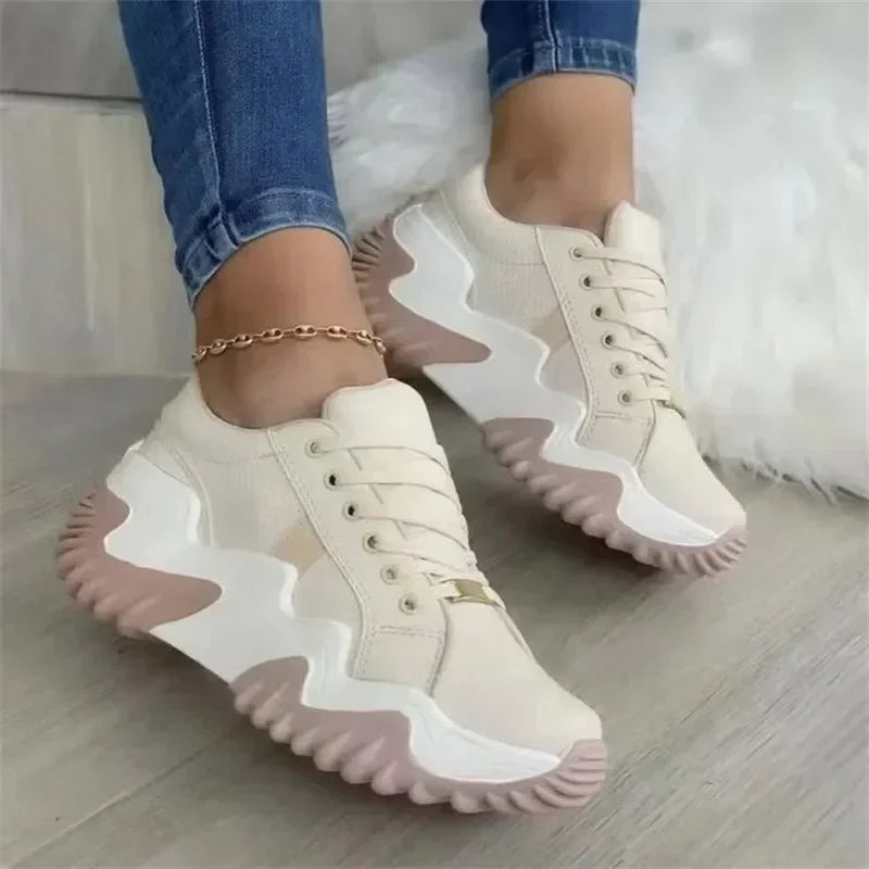 GR - Women's breathable vulcanized platform sneakers with thick sole 