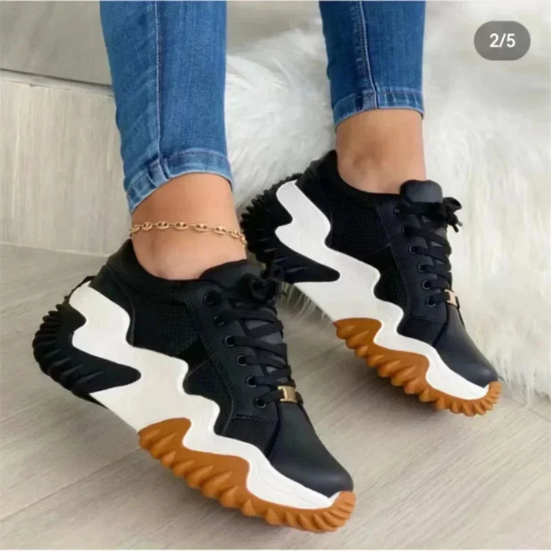 GR - Women's breathable vulcanized platform sneakers with thick sole 