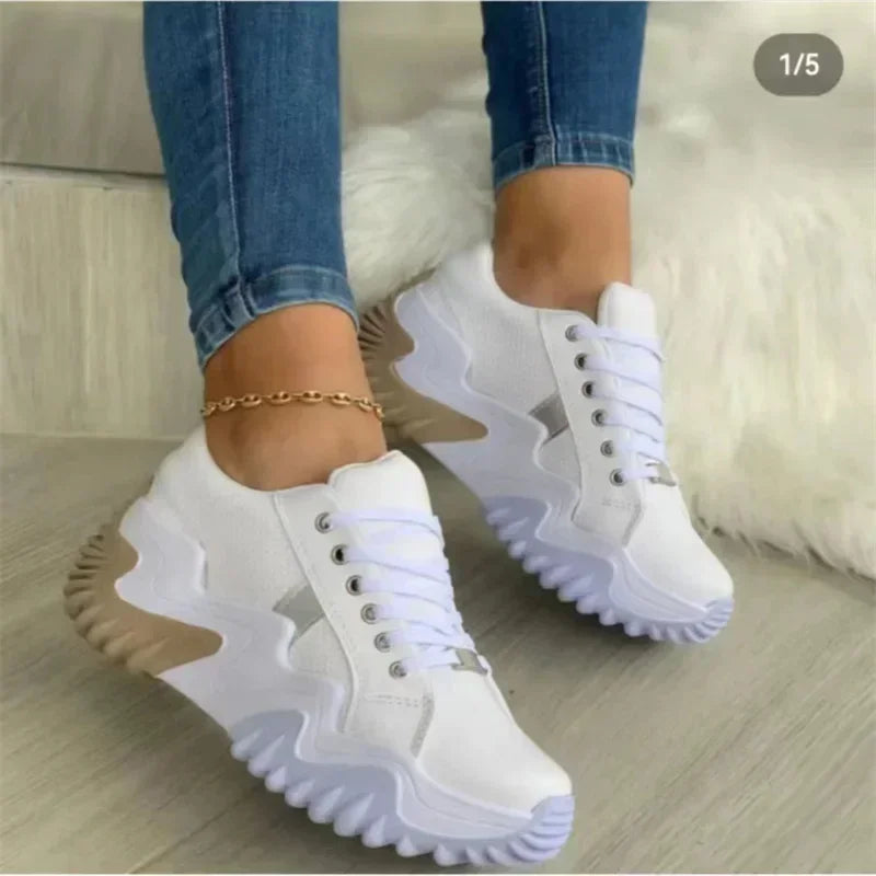 GR - Women's breathable vulcanized platform sneakers with thick sole 