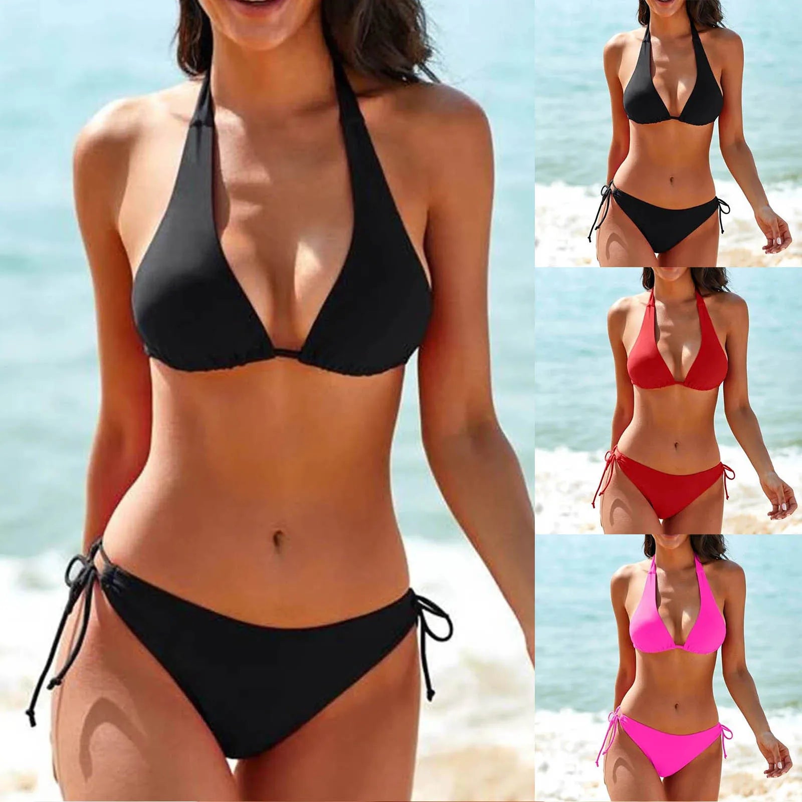 GR - Classic Black Halter Bikini