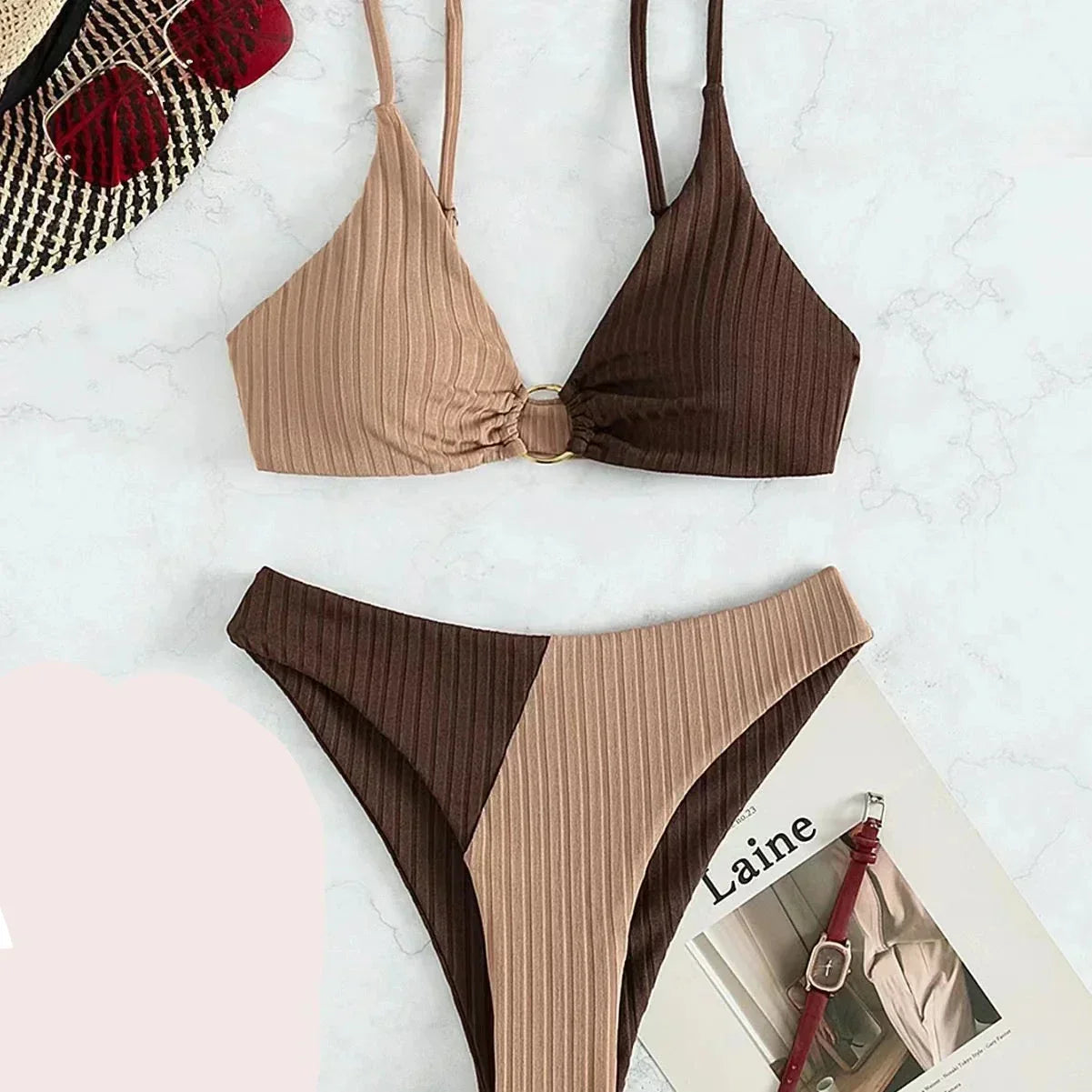 GR – High-waisted push-up bikini set for women