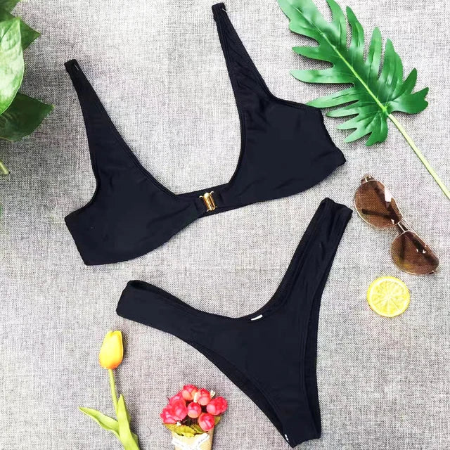 GR | Ribbed, Padded Push-up Bikini Set
