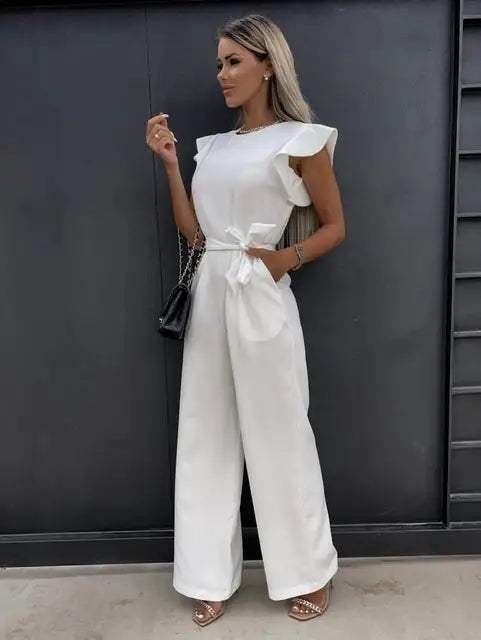 GR | Elegante Breite Hose, Subtile Ärmelakzente Perfekt für Festliche Anlässe