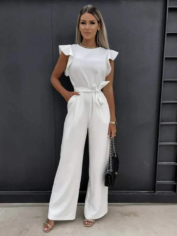 GR | Elegante Breite Hose, Subtile Ärmelakzente Perfekt für Festliche Anlässe