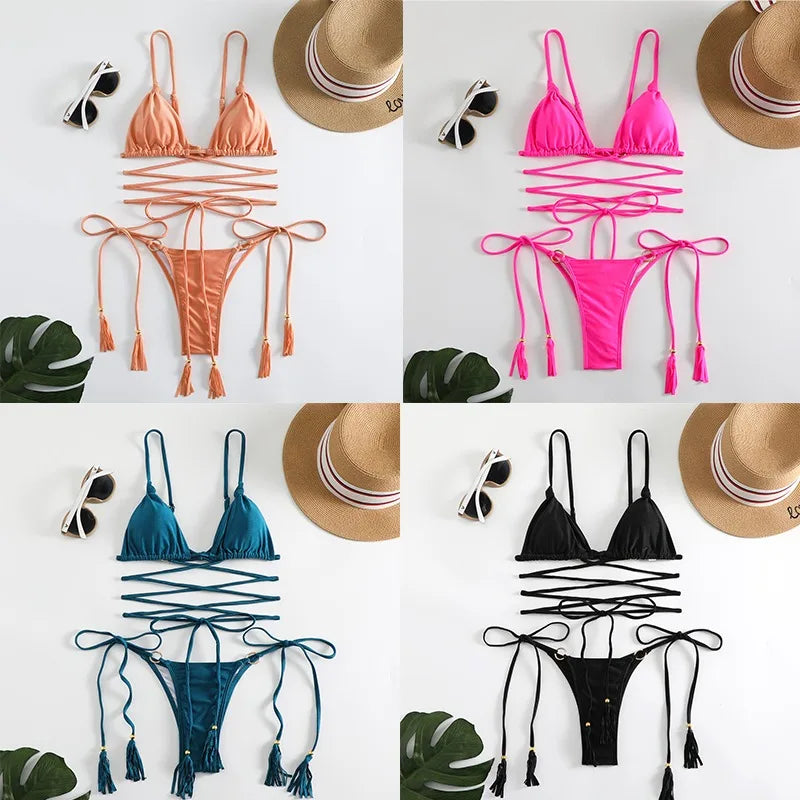 GR | Sexy Cross String Bikini Set