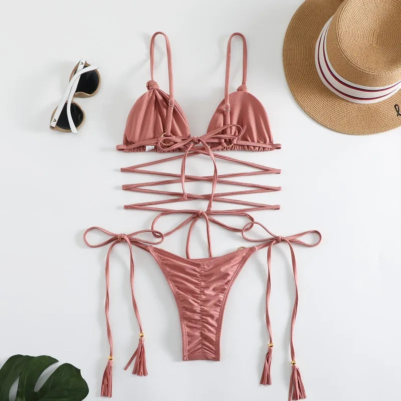 GR | Sexy Cross String Bikini Set