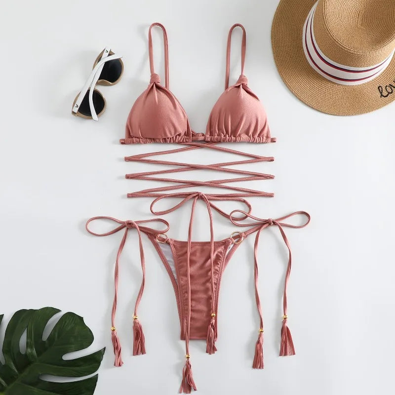 GR | Sexy Cross String Bikini Set
