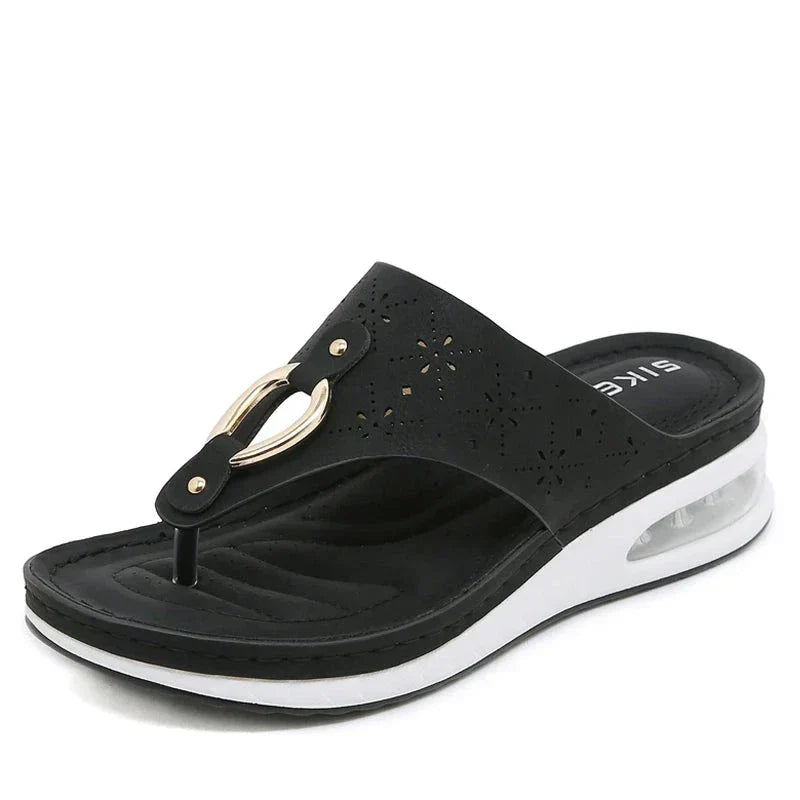 GR - Comfortable flip-flops with wedge heel and air cushion