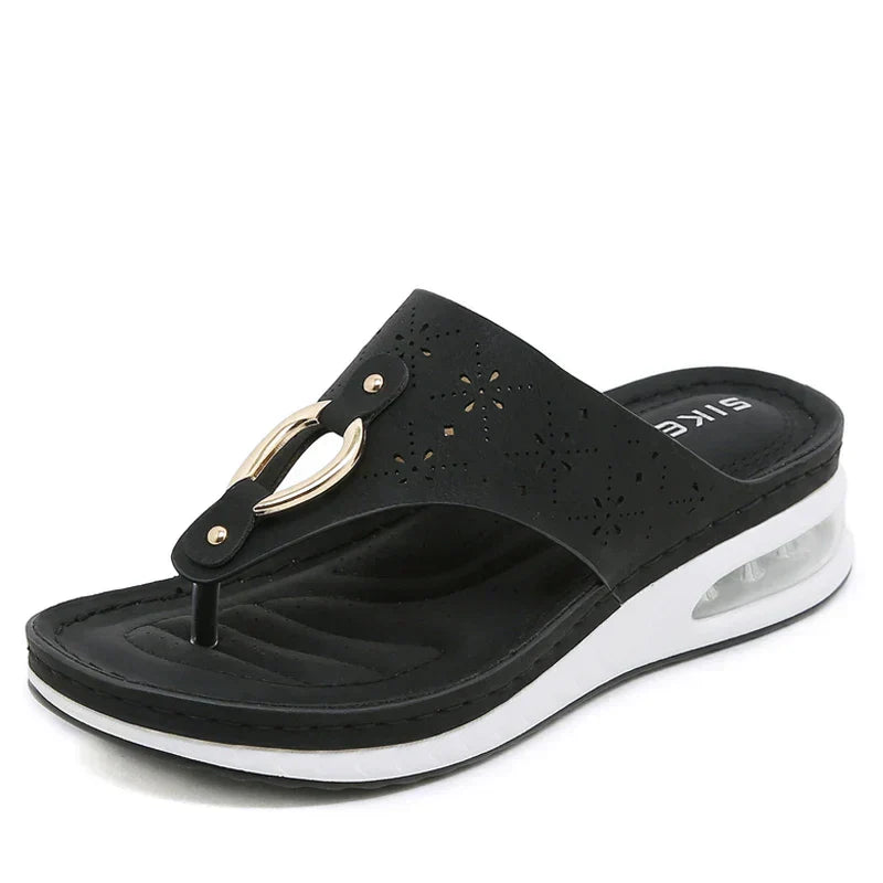 GR - Comfortable flip-flops with wedge heel and air cushion