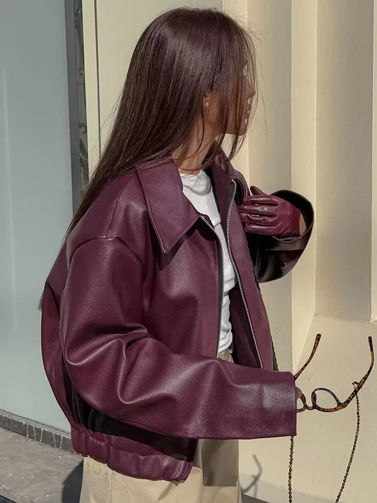 GR | Women's leather jacket - modern and chic