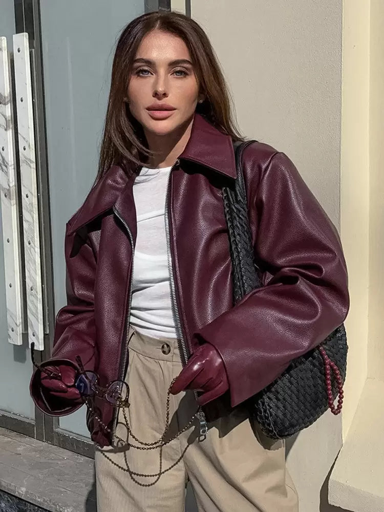 GR | Women's leather jacket - modern and chic