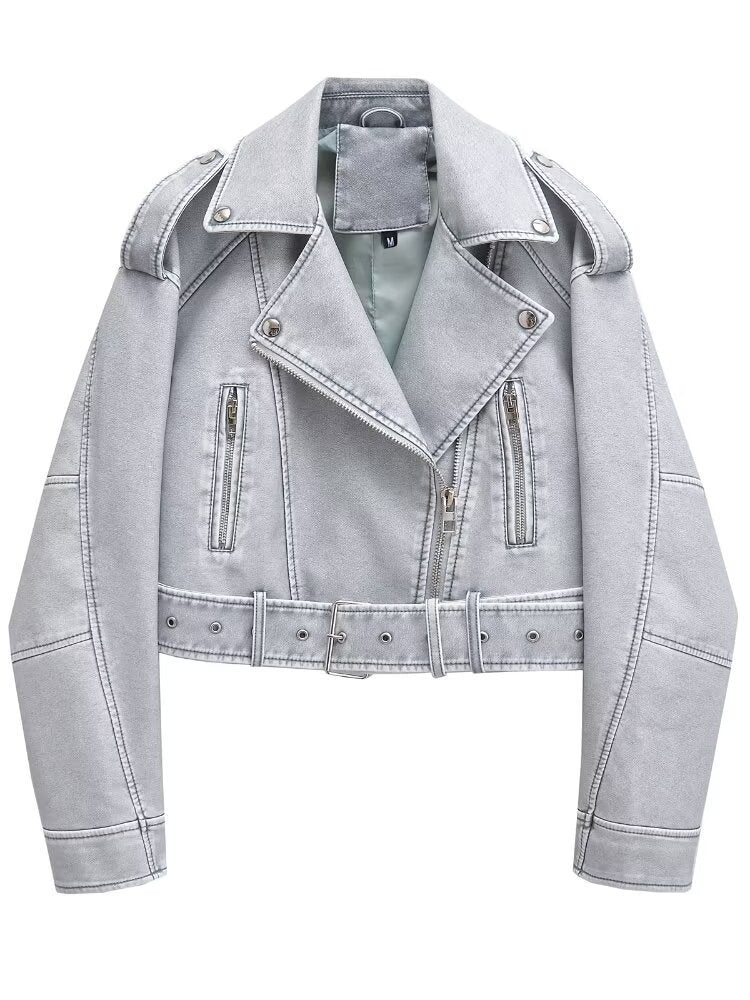 GR | Washable, Gradient Leather Jacket for Women*