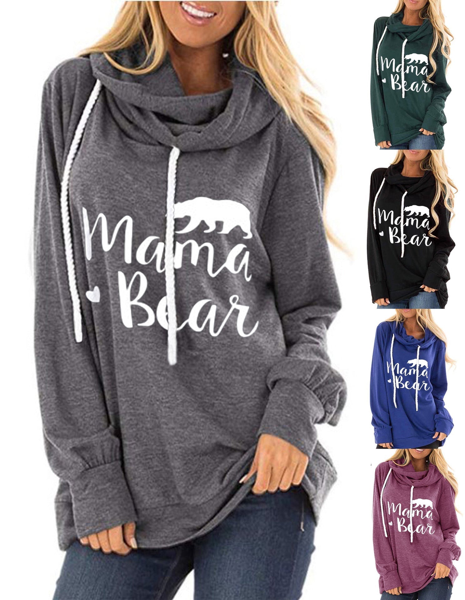 Damen lässiges Kapuzenshirt mit tiefem Ausschnitt und einzigartigem Druck GR